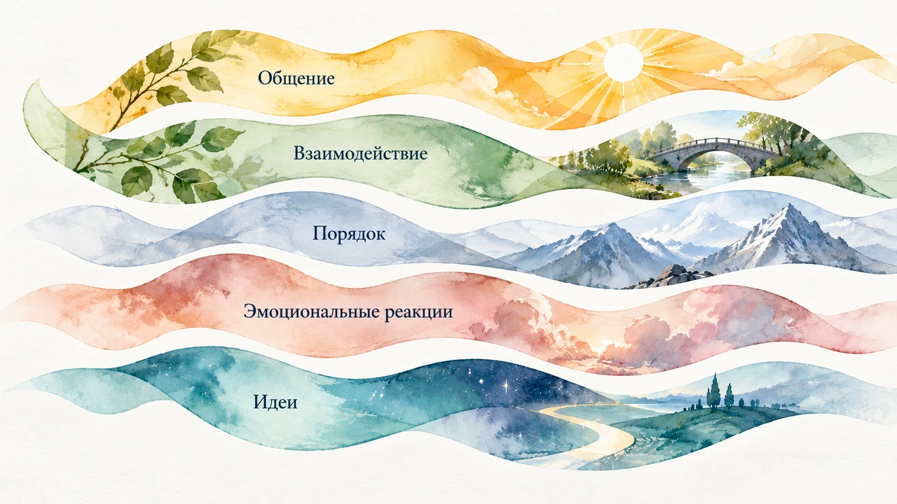 Пять самостоятельных лент иллюстрируют разные направления описания личности