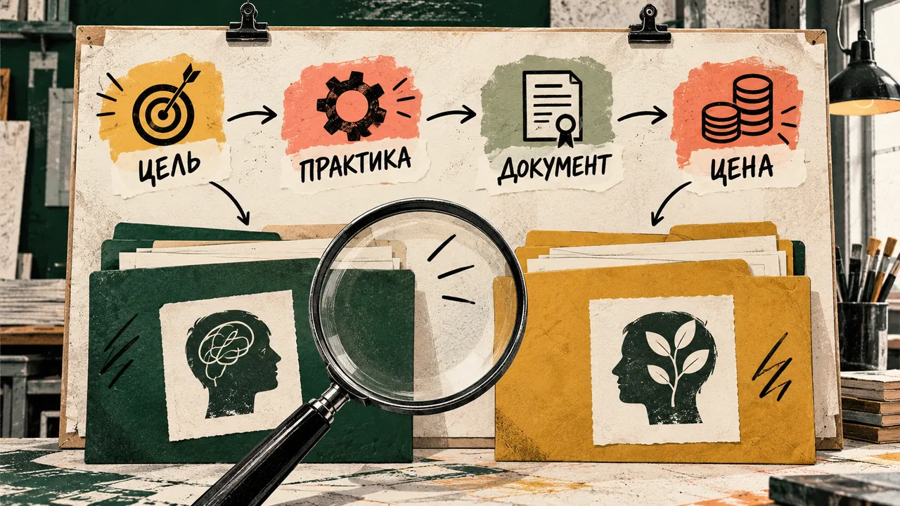 Две программы сравнивают по цели, практике, документу и полной цене